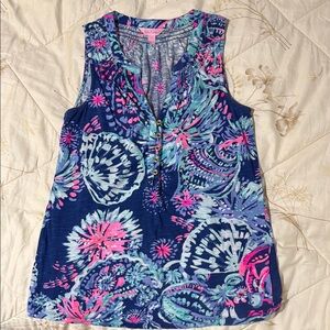 Lilly Pulitzer Floral Sleeveless Top - Blue and Pink